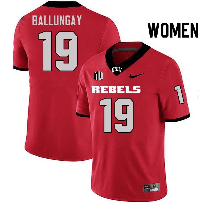 Women #19 Kaleo Ballungay UNLV Rebels College Football Jerseys Stitched-Scarlet